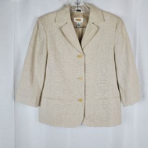 Vintage Talbots Irish Linen 3/4 Sleeve Blazer